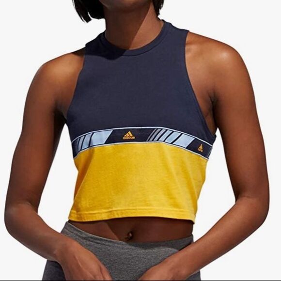 Adidas blue and yellow crop top tank large - Picture 16 of 16